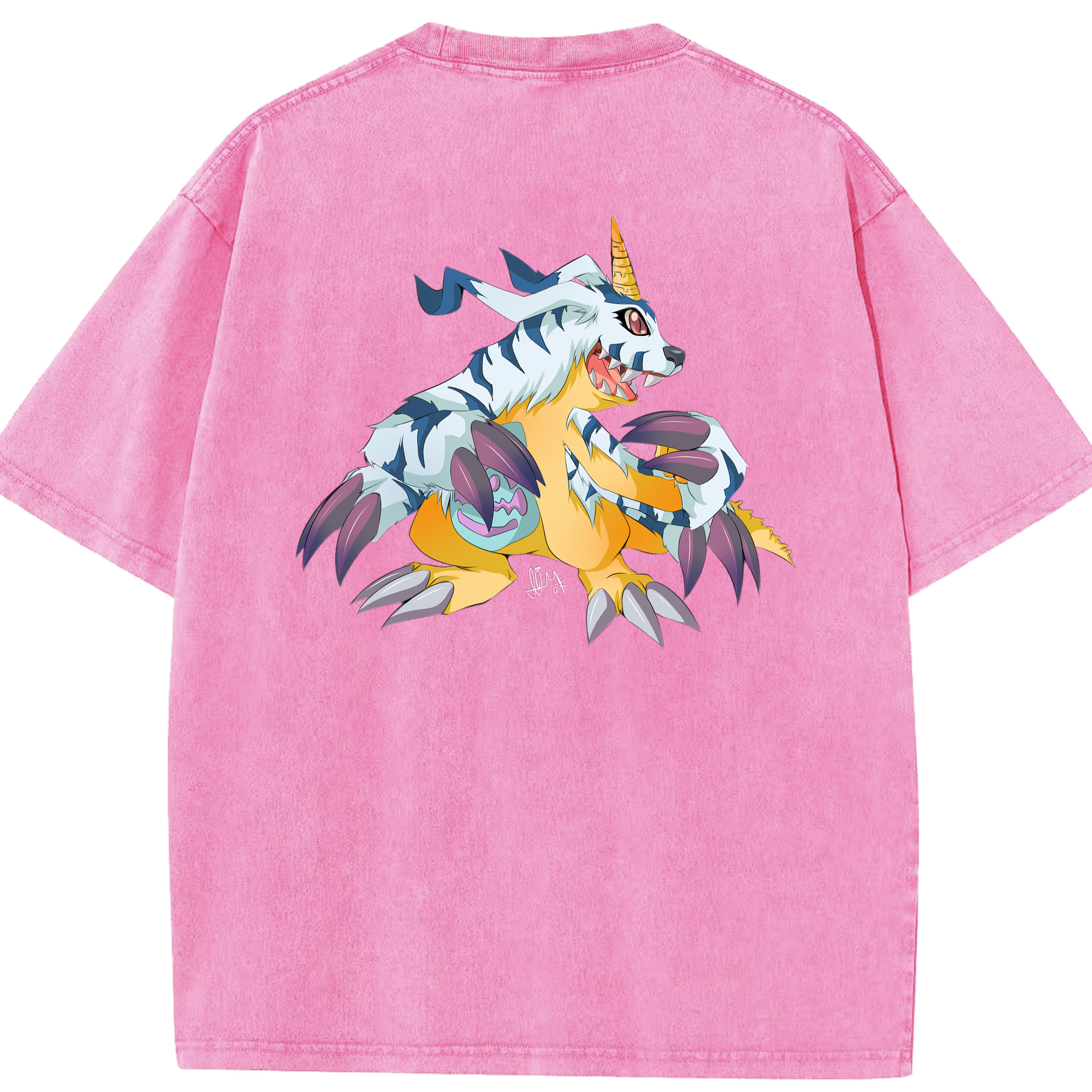 （画像用） Digimon デジタルモンスター/デジモン 綿100% ヴィンテージ風 半袖Tシャツ（背面プリント）